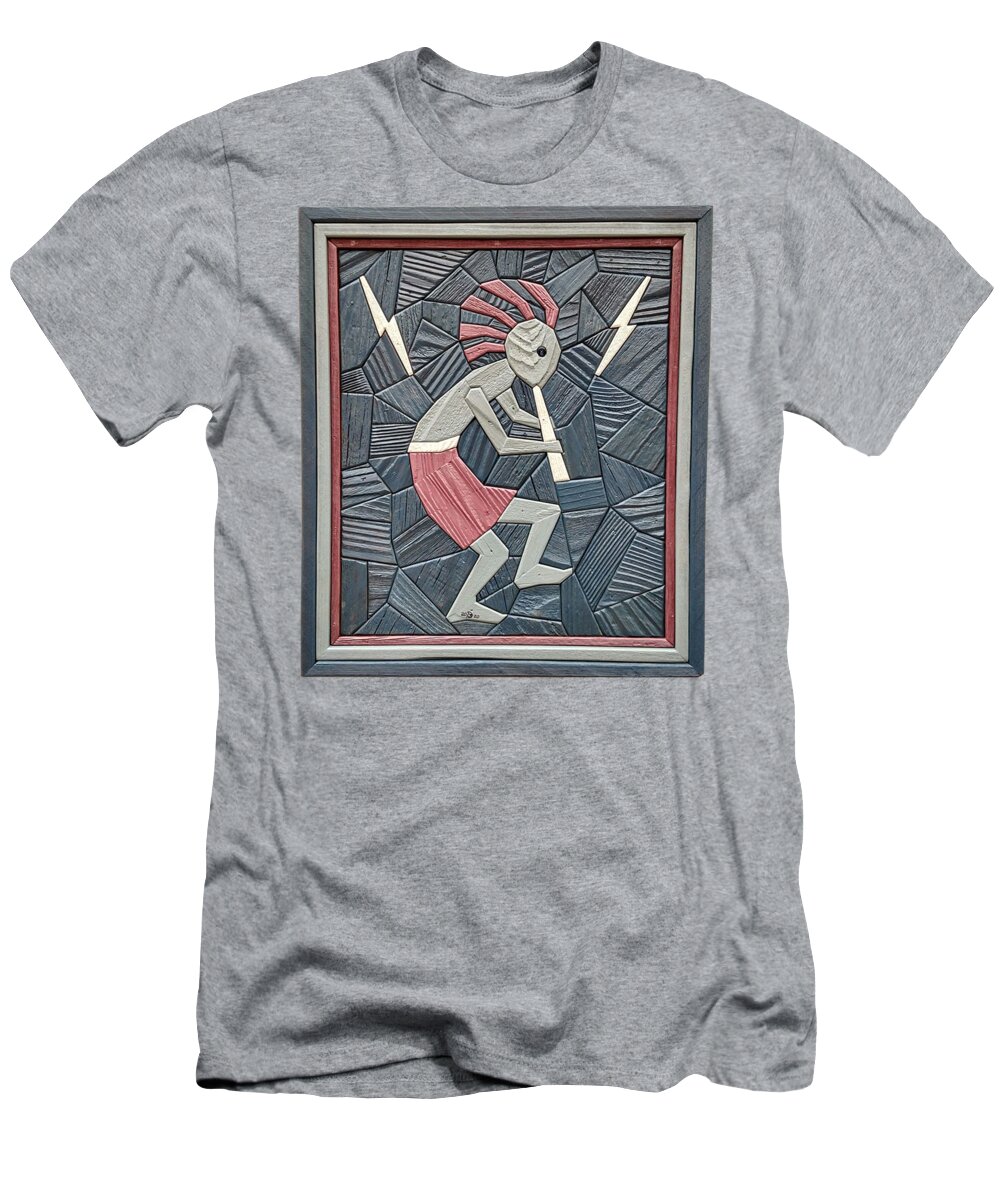 Kokopelli T-Shirt featuring the painting Kokopelli In Blue by Denny McNeill