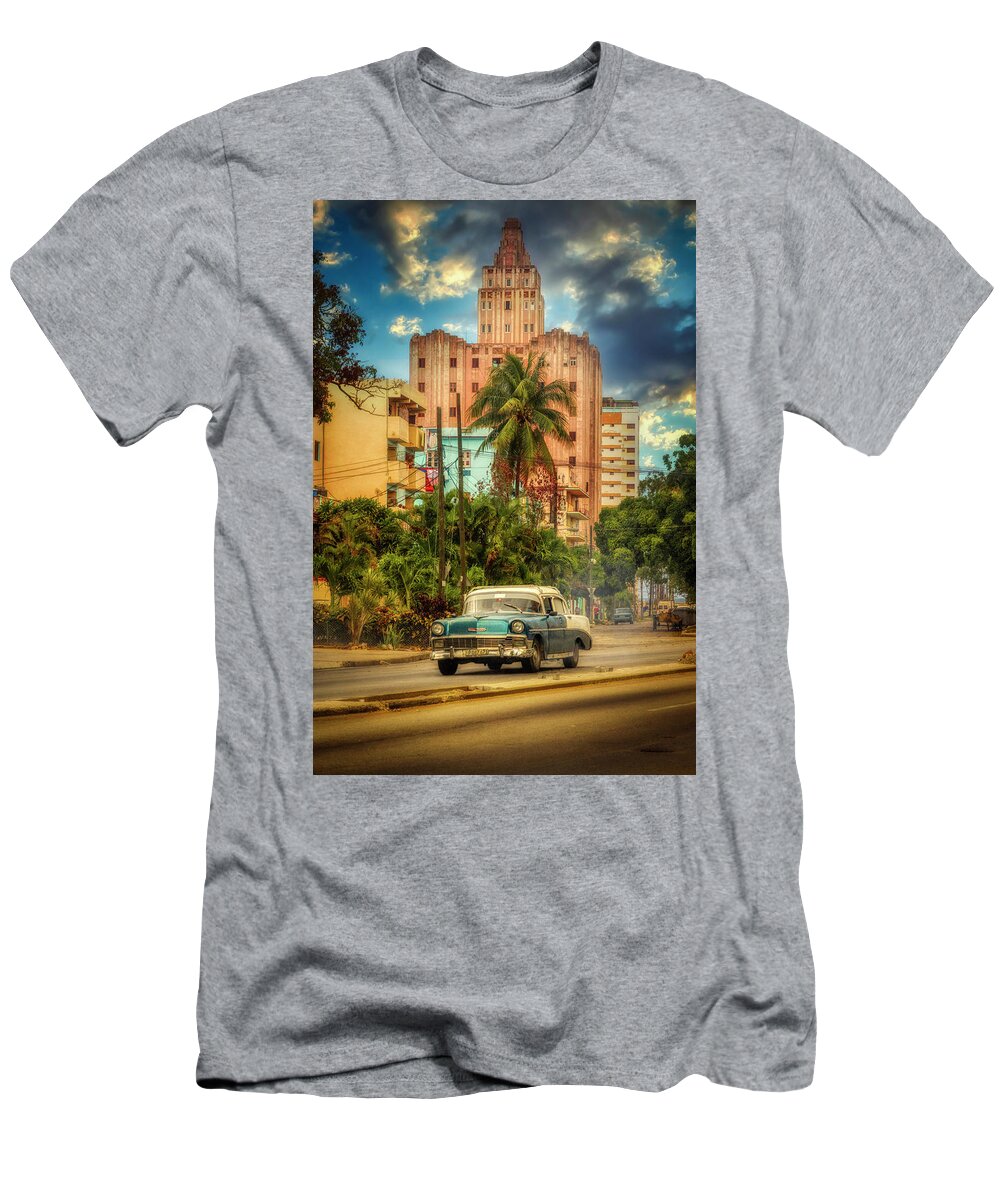 Pink And Blue T-Shirt featuring the photograph La Colonial Tower, Havana, Cuba by Micah Offman