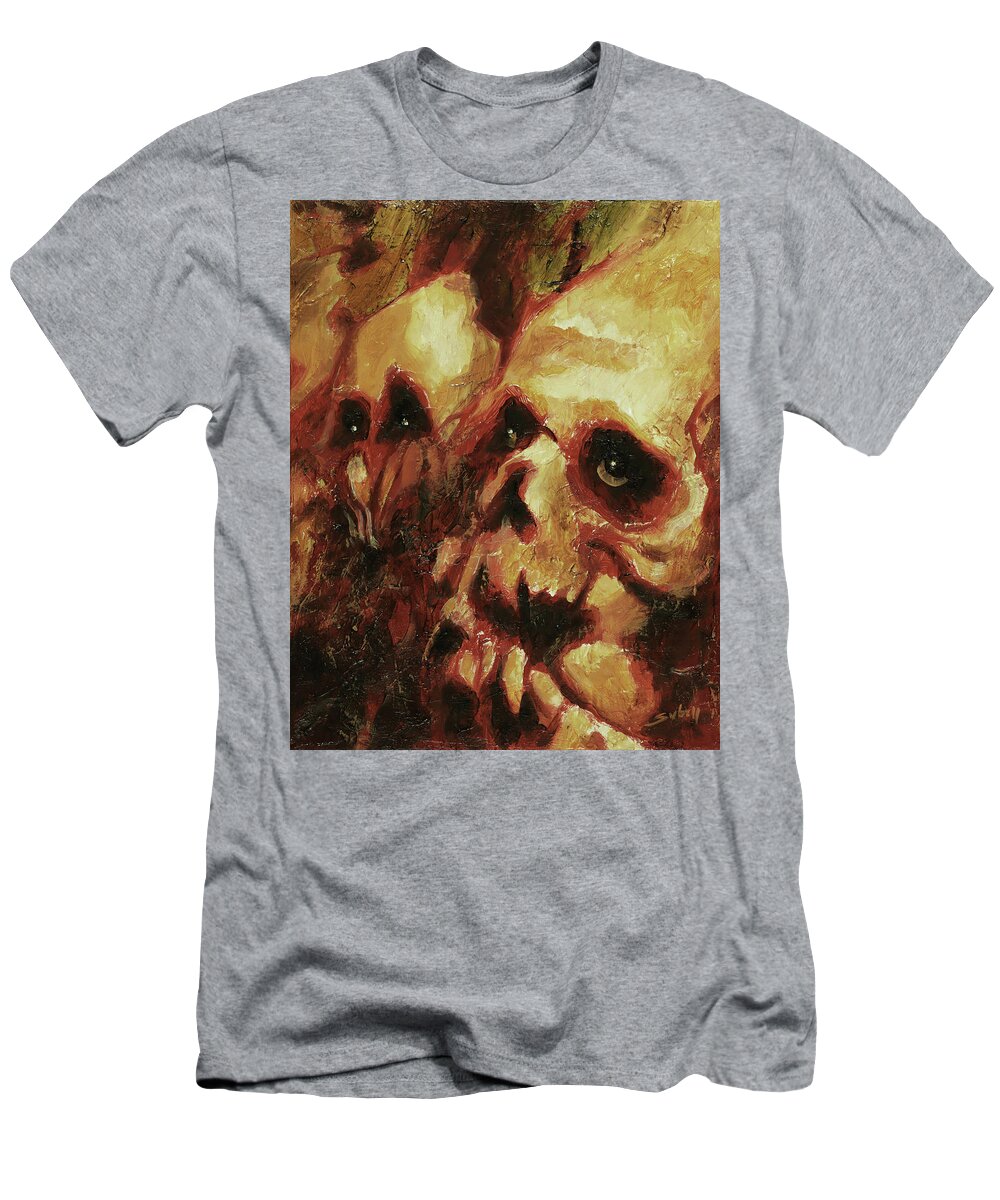 Skulls T-Shirt featuring the painting La Petite Mort by Sv Bell