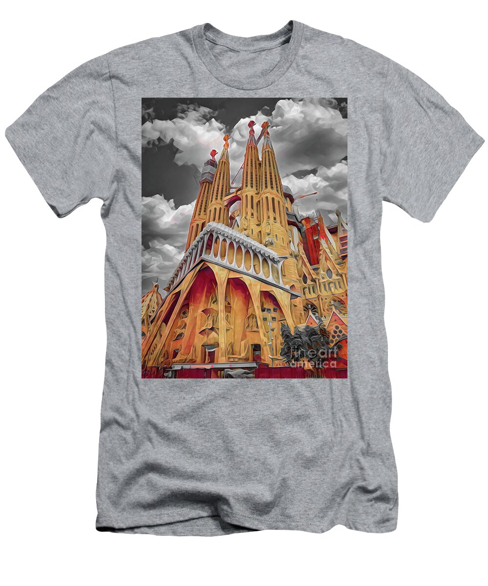 Barcelona T-Shirt featuring the photograph La Sagrada Famil Creative Series 2021 by Chuck Kuhn