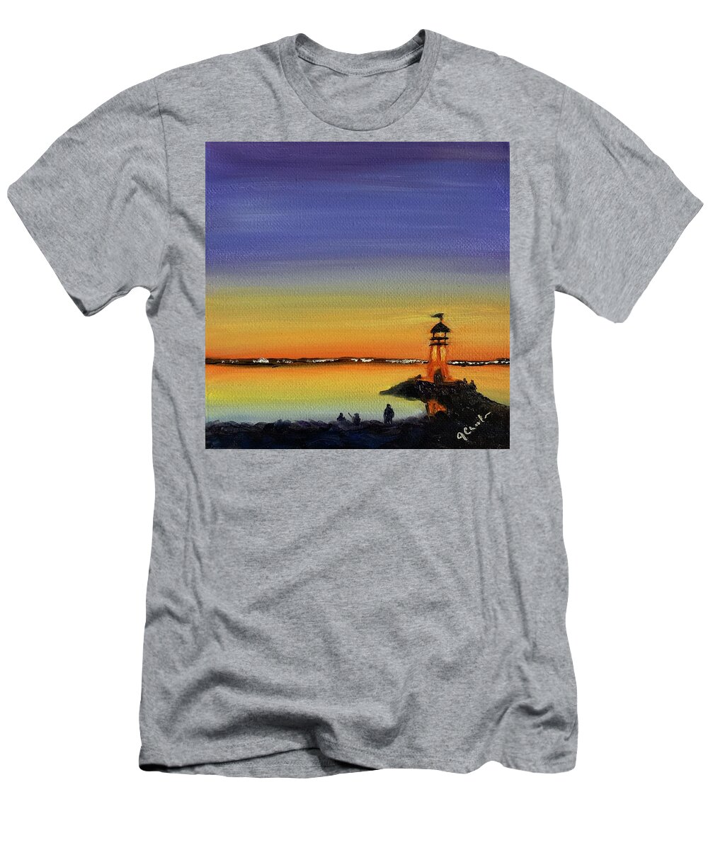 Lighthouse T-Shirt featuring the painting Lake Hefner Lighthouse by Jan Chesler