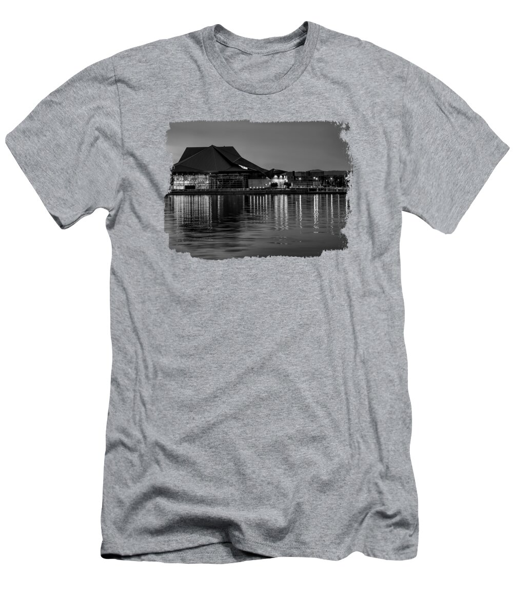 Tempe T-Shirt featuring the photograph Lake Lights in Tempe BW by Elisabeth Lucas