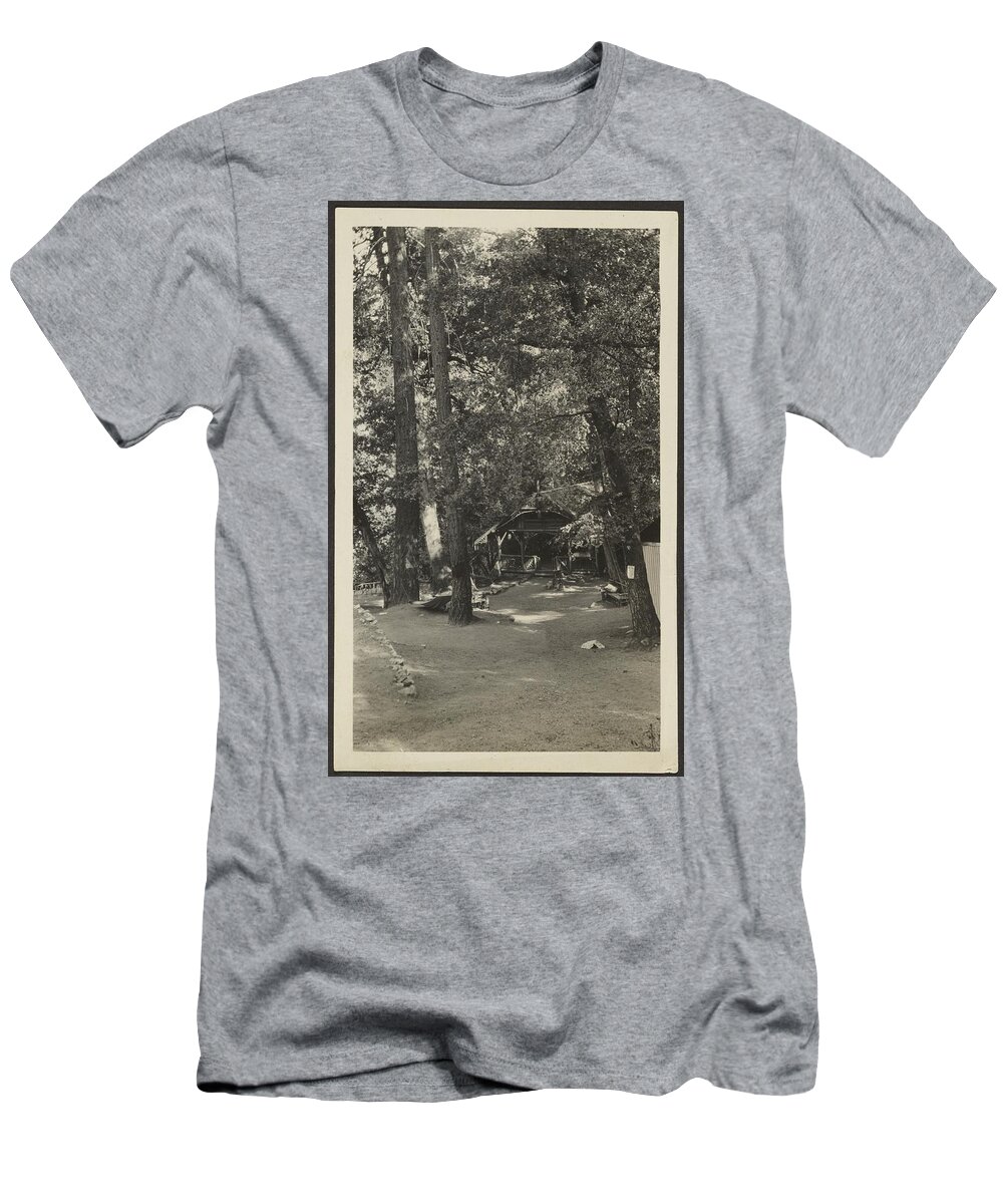 Nature T-Shirt featuring the painting Landscape with Cabin by MotionAge Designs