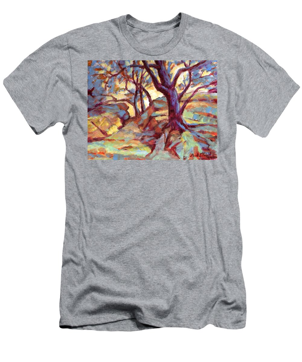 Acrylic T-Shirt featuring the painting Landscape with Purple Tree by David Dorrell
