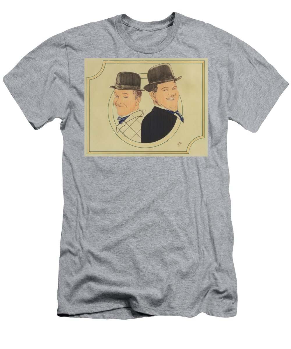 Colored Pencil T-Shirt featuring the drawing Laurel And Hardy by Sean Connolly