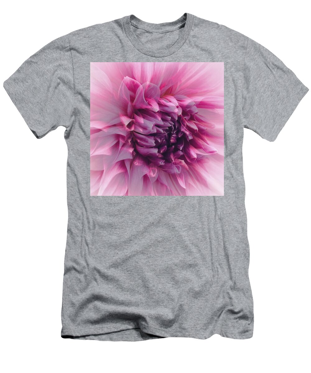 Macro T-Shirt featuring the photograph Lavender and Pink Dahlia by Jerry Abbott