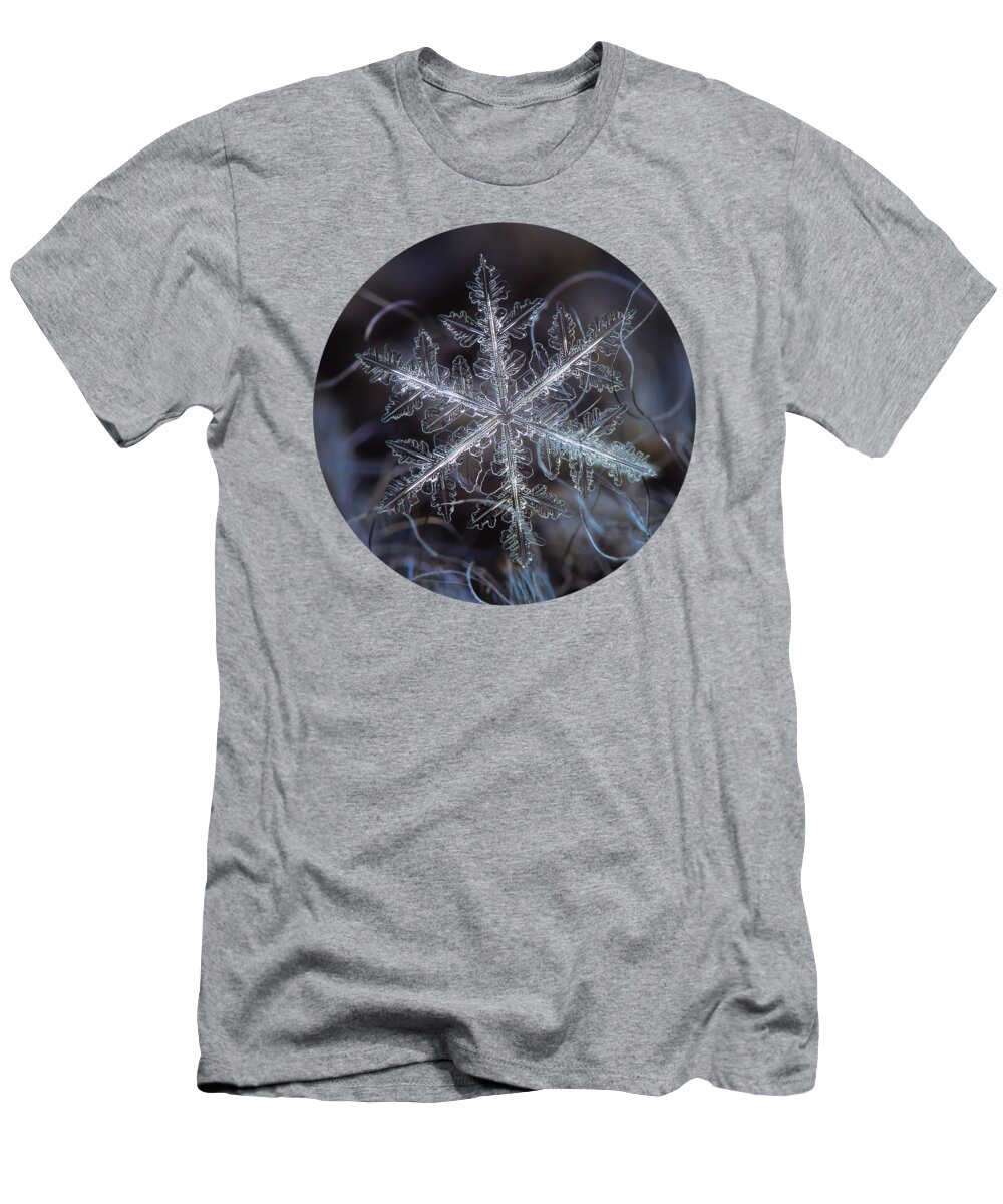 Snowflake T-Shirt featuring the photograph Leaves of ice by Alexey Kljatov