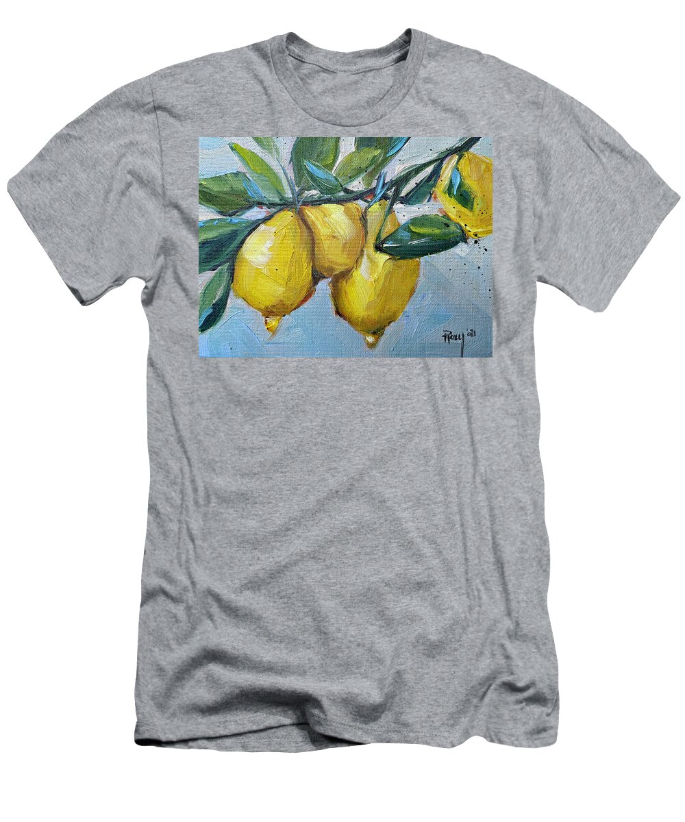 Lemon T-Shirt featuring the painting Lemons by Roxy Rich