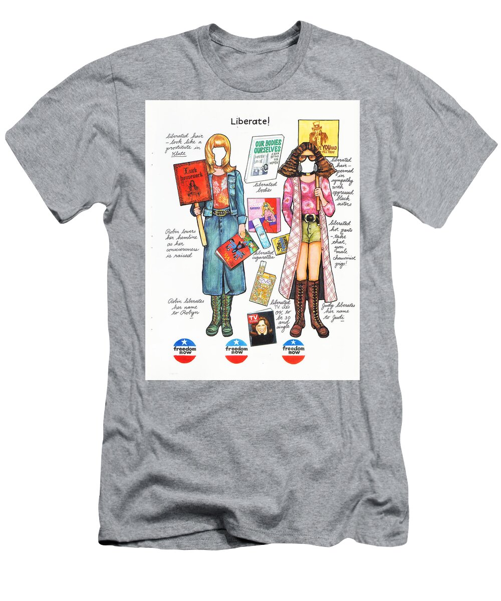 Women T-Shirt featuring the mixed media Liberate-This Years Girl by Sally Edelstein