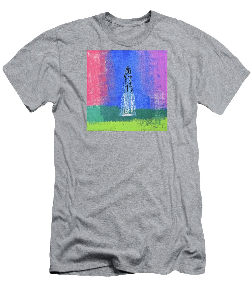 Lighthouse T-Shirt featuring the mixed media Light on the Horizon 1125 by Corinne Carroll
