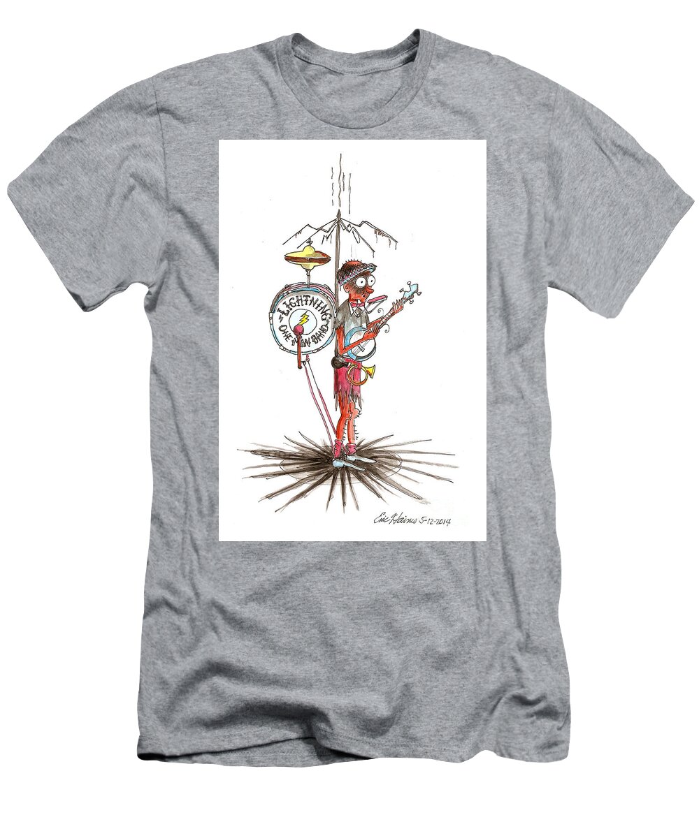 One Man Band T-Shirt featuring the drawing Lightning One Man Band by Eric Haines