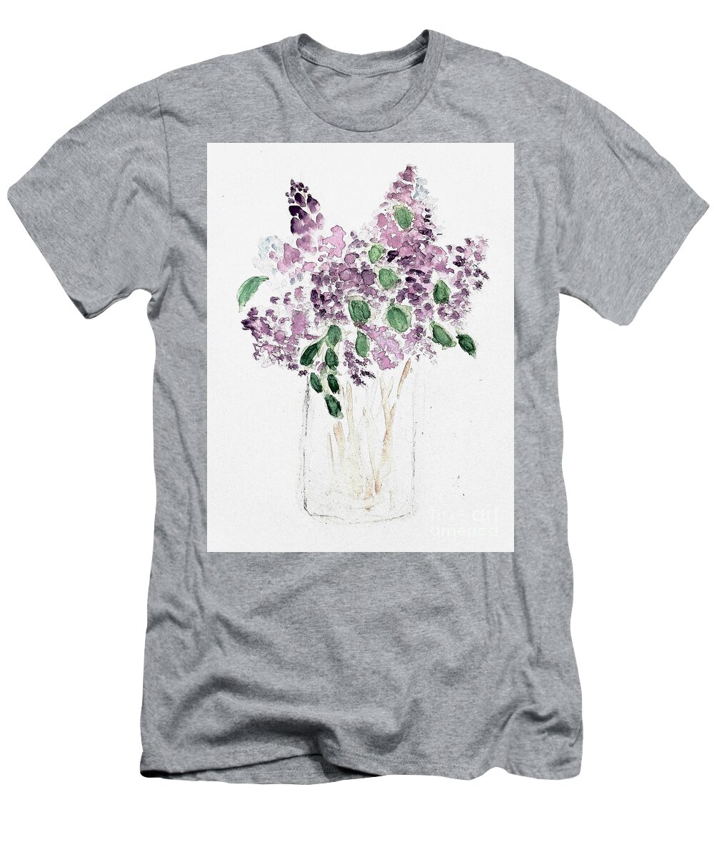  T-Shirt featuring the painting Lilacs in a Jar by Margaret Welsh Willowsilk