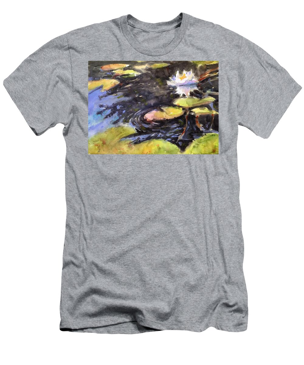 Painting T-Shirt featuring the painting Lily in Halfmoon Inlet by Judith Levins