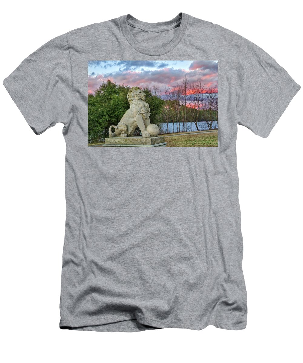 Lions Bridge Lions T-Shirt featuring the photograph Lion Pastel Sunset by Jerry Gammon