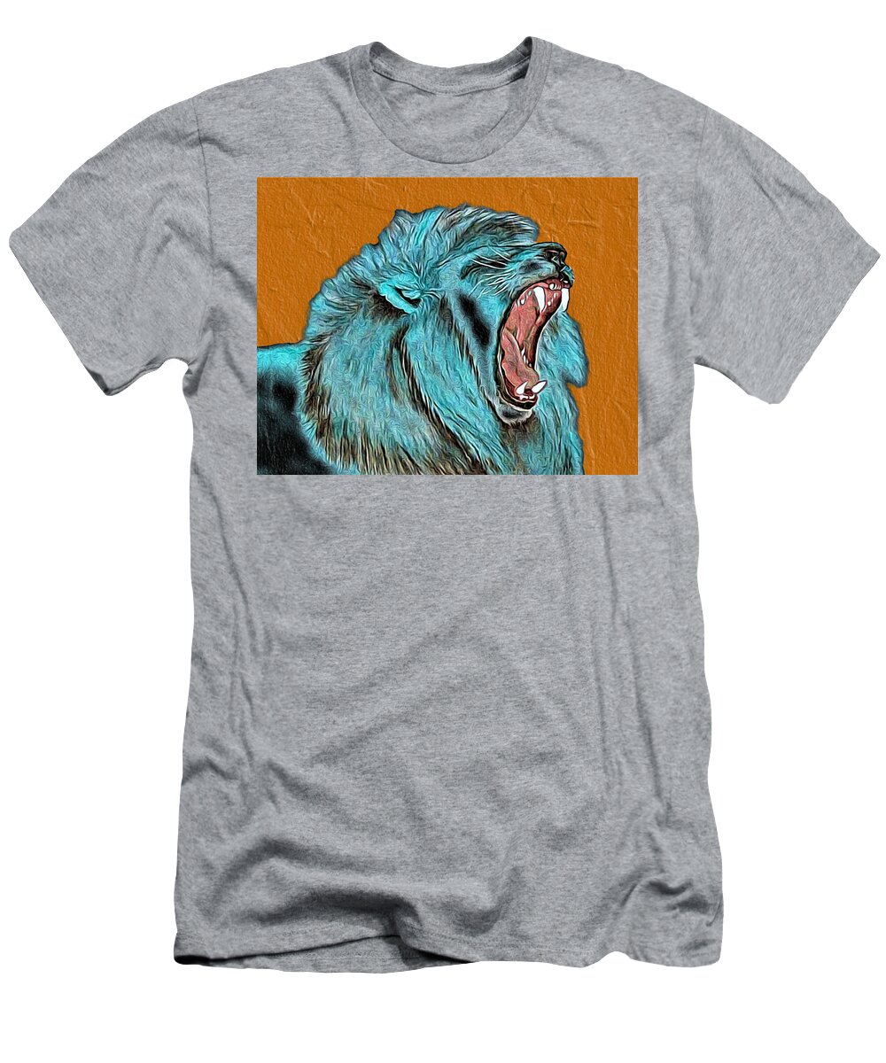 Abstract T-Shirt featuring the mixed media Lion's Roar - Abstract by Ronald Mills