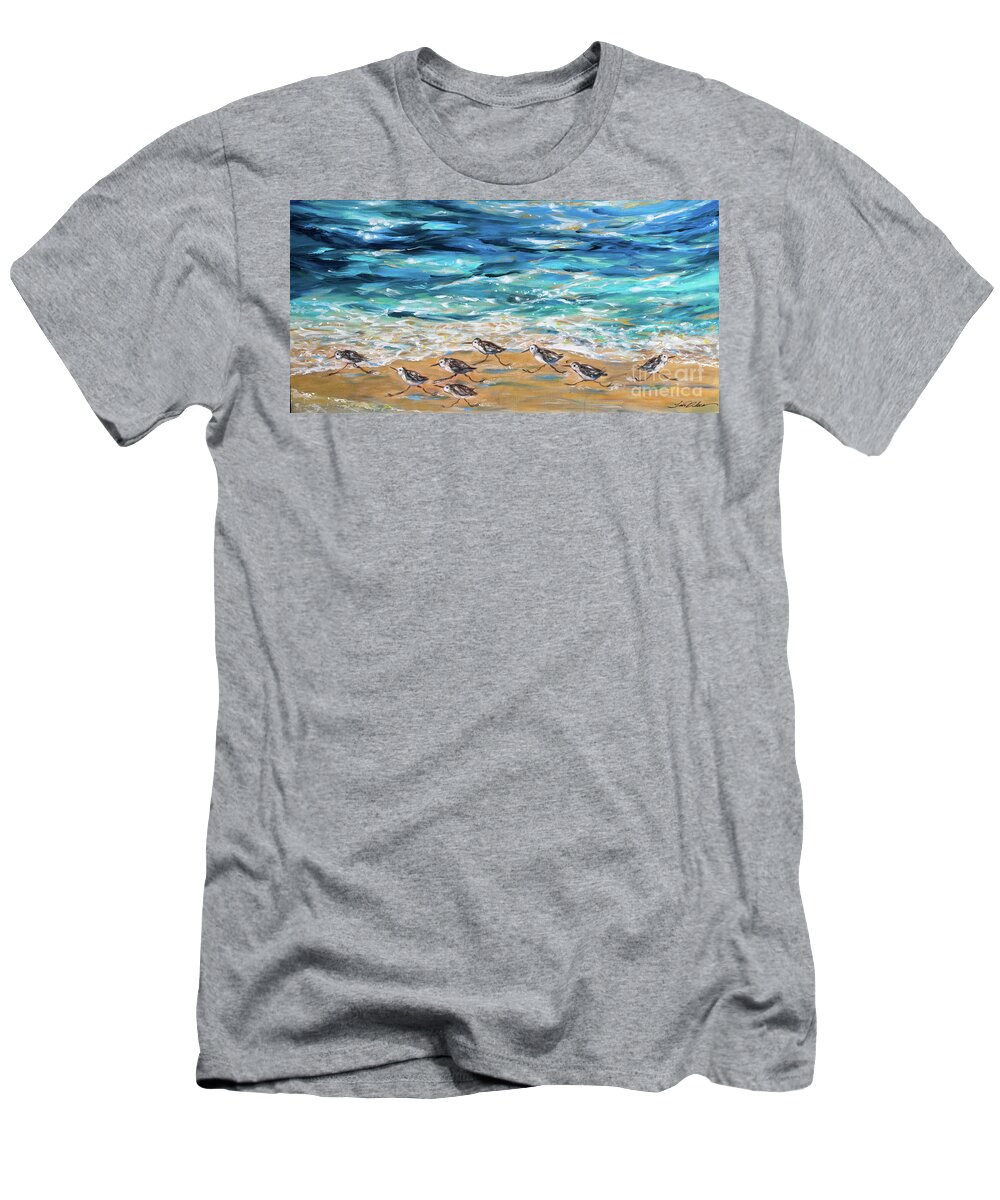 Ocean T-Shirt featuring the painting Little Rebel Dash by Linda Olsen