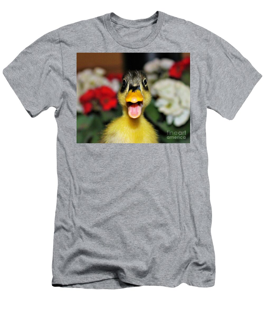 Duck T-Shirt featuring the photograph Littlest Quacker by Shirley Dutchkowski