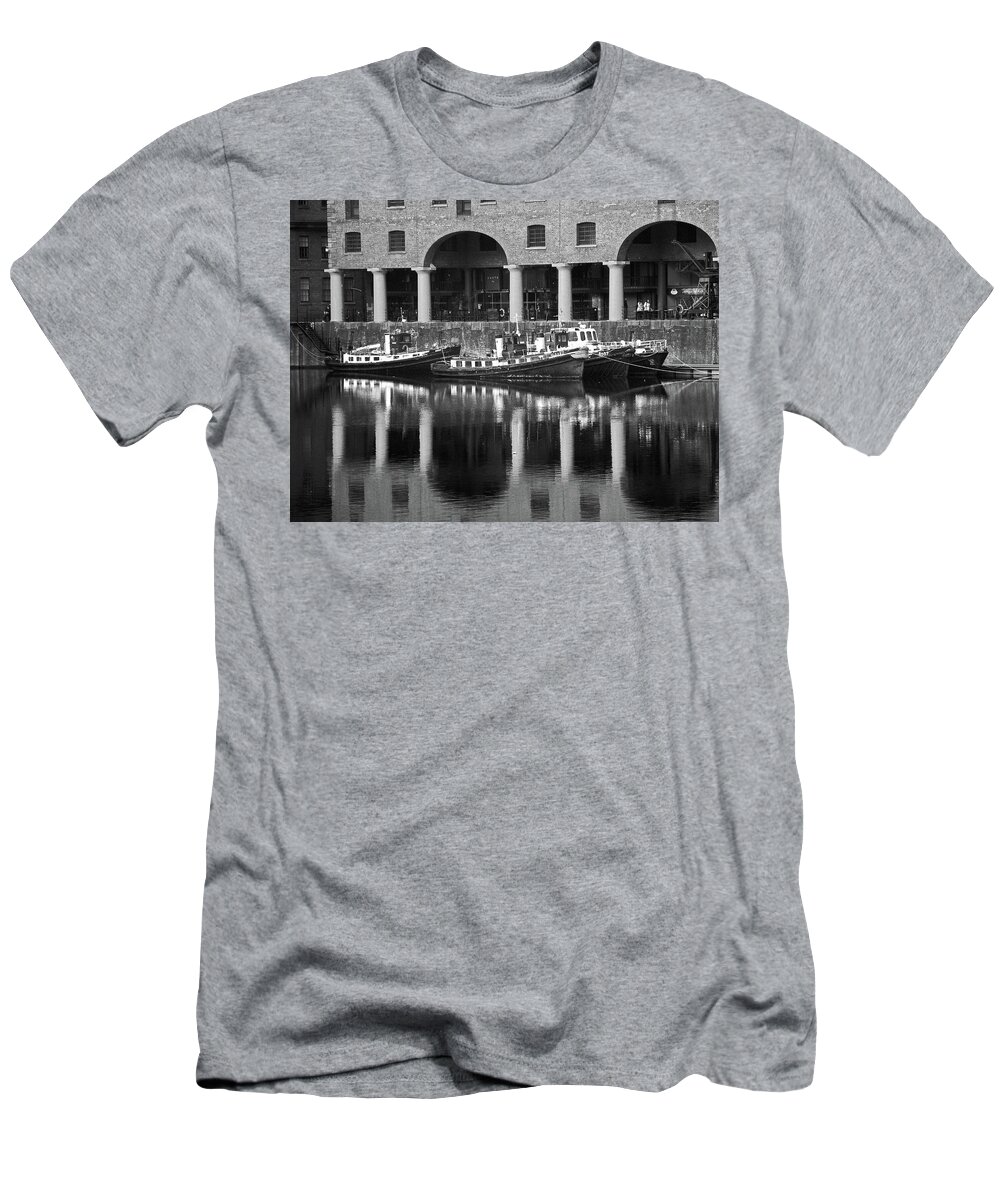 Liverpool T-Shirt featuring the photograph LIVERPOOL. Albert Dock Moored Boats B. by Lachlan Main