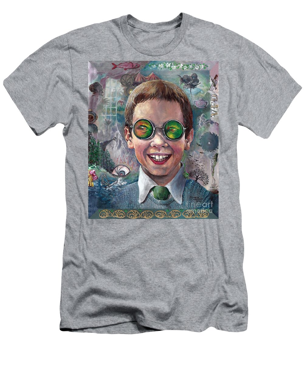 Lemony Snicket T-Shirt featuring the painting Look Away by Merana Cadorette