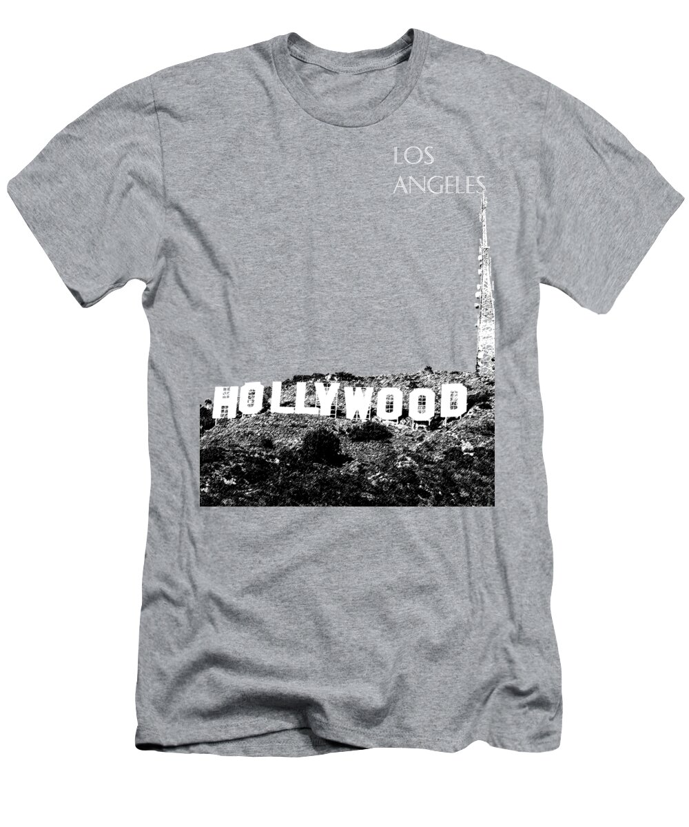 Architecture T-Shirt featuring the digital art Los Angeles Skyline Hollywood - Gold by DB Artist