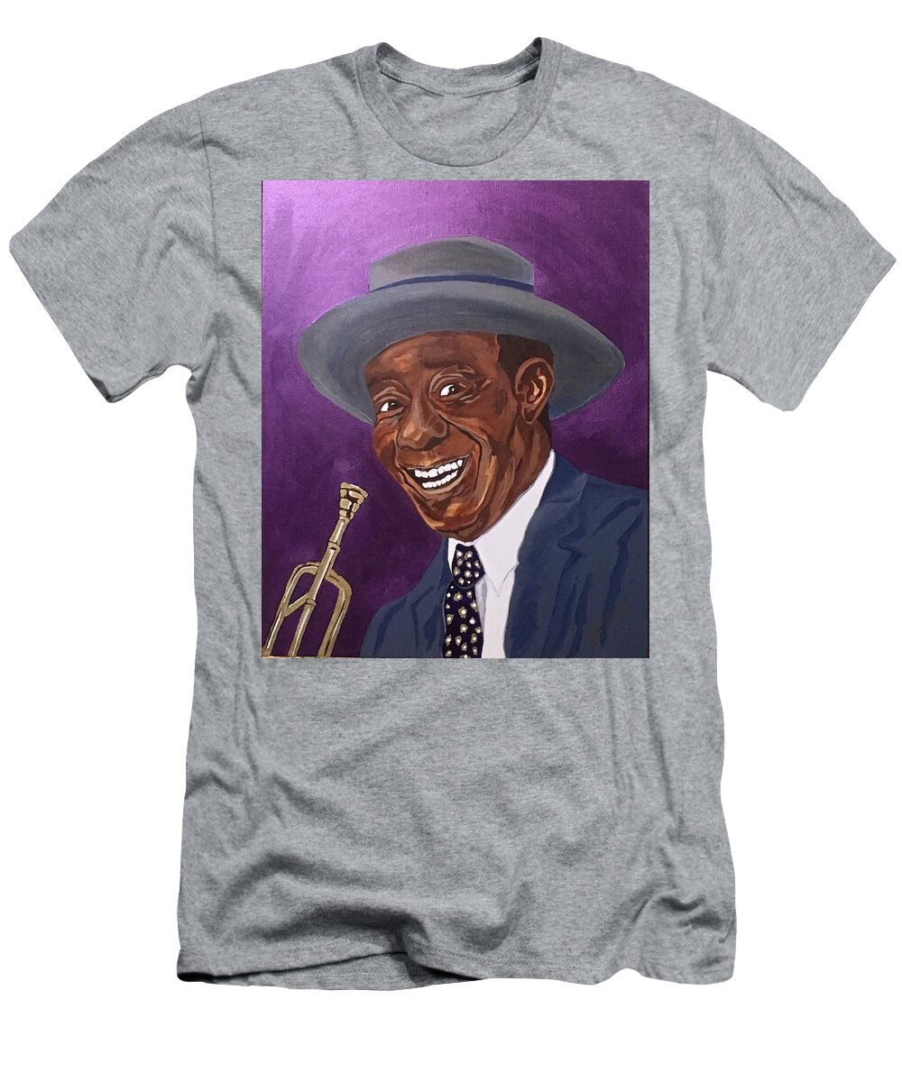 Louis Armstrong T-Shirt featuring the painting Louis Sporting a New Hat by Bill Manson