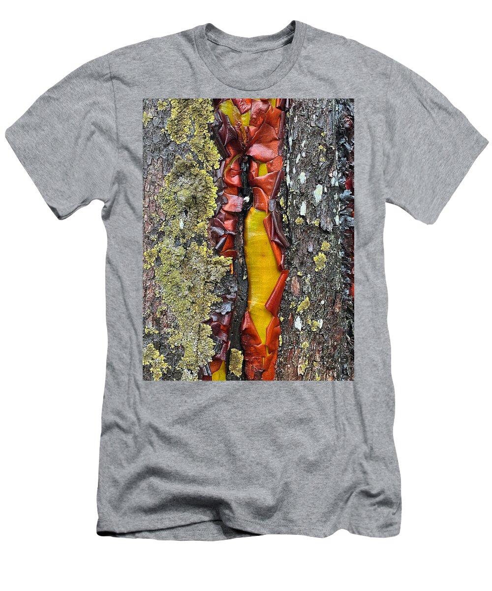 Abstract T-Shirt featuring the photograph Madrone Tree Bark Abstract by Jerry Abbott