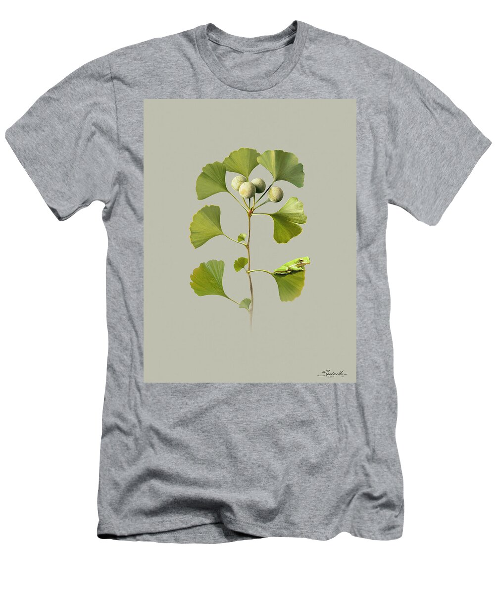Tree T-Shirt featuring the digital art Maidenhair Tree and Frog by M Spadecaller