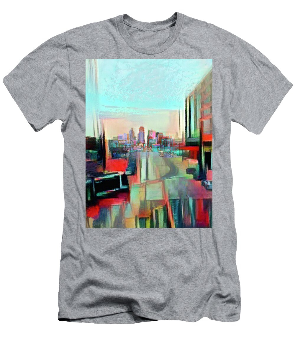 Main St. T-Shirt featuring the mixed media Main Street Expression by Steve Karol