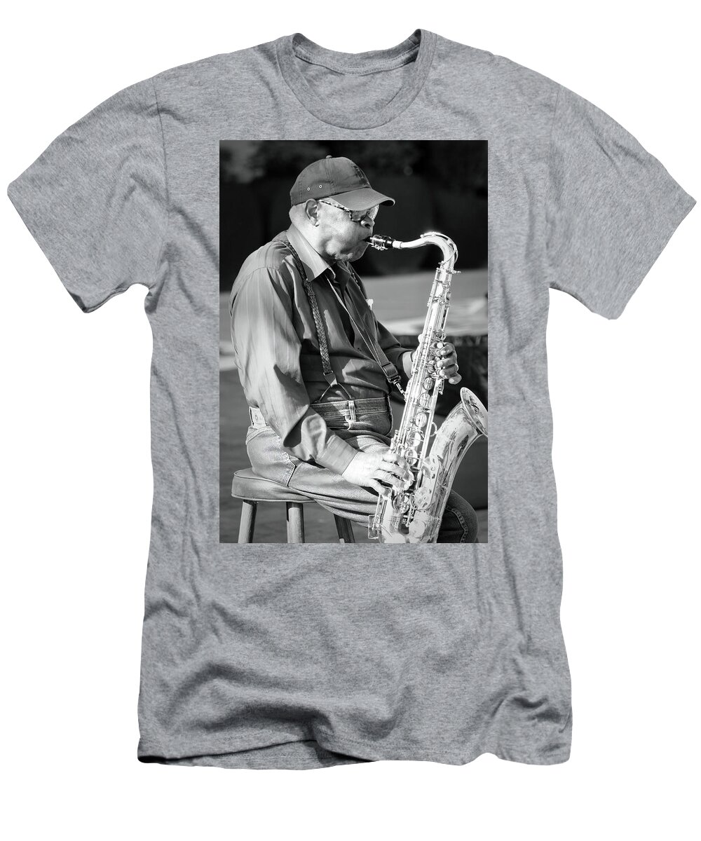 Street Performer T-Shirt featuring the photograph Make A Joyful Noise by Lens Art Photography By Larry Trager