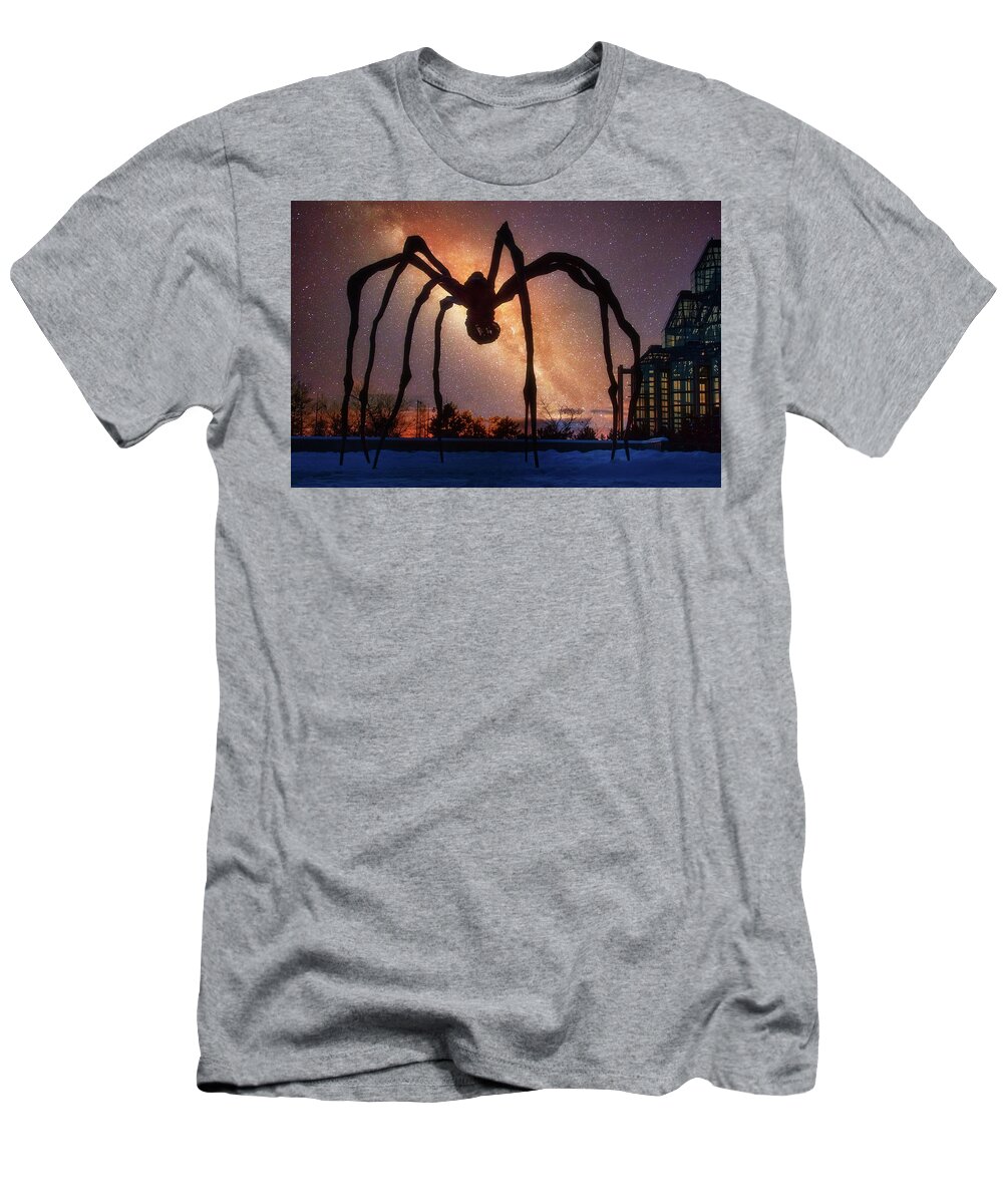 Maman T-Shirt featuring the photograph Maman Spider on Starry Sky by Tatiana Travelways