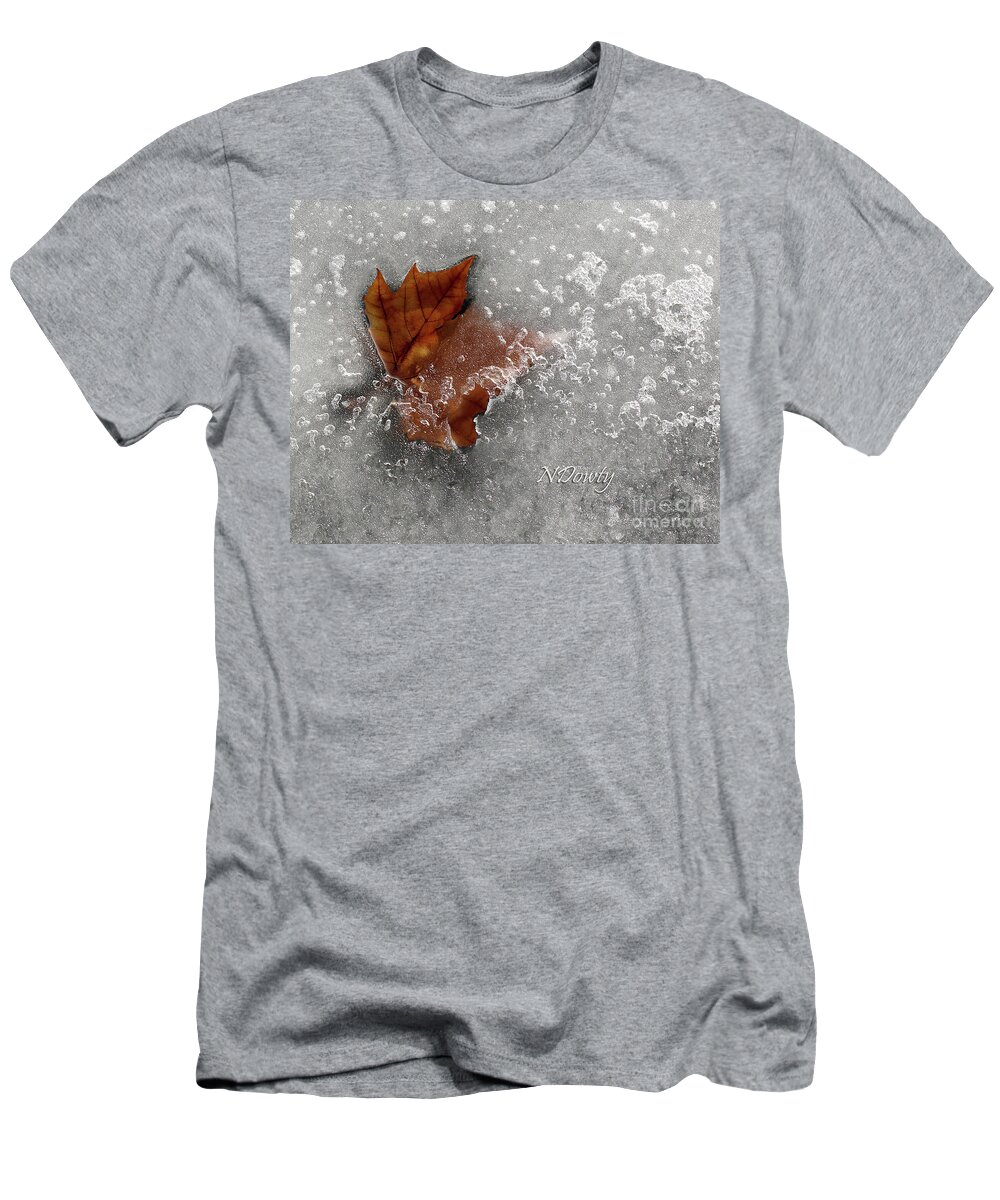  T-Shirt featuring the photograph Maple Leaf in Ice by Natalie Dowty