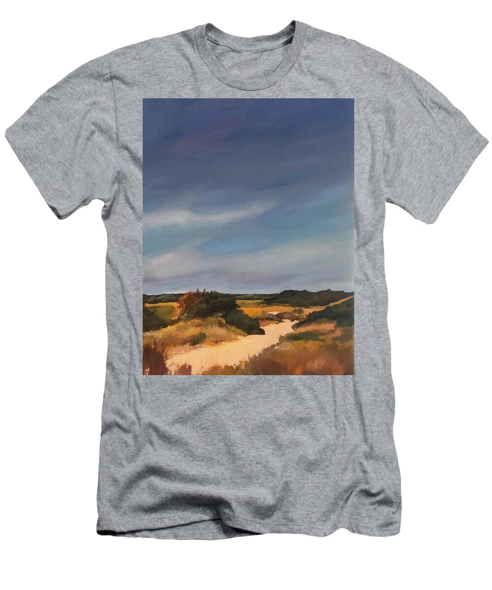 Marshland T-Shirt featuring the painting Marsh Trail by Rebecca Jacob