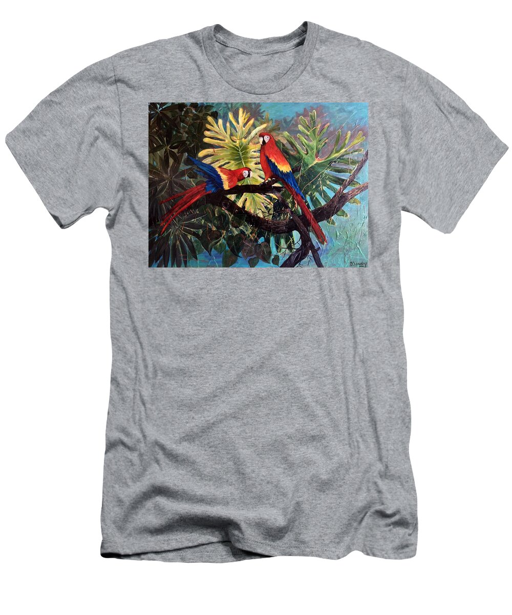 Parrots T-Shirt featuring the painting Mates by Barbara Landry