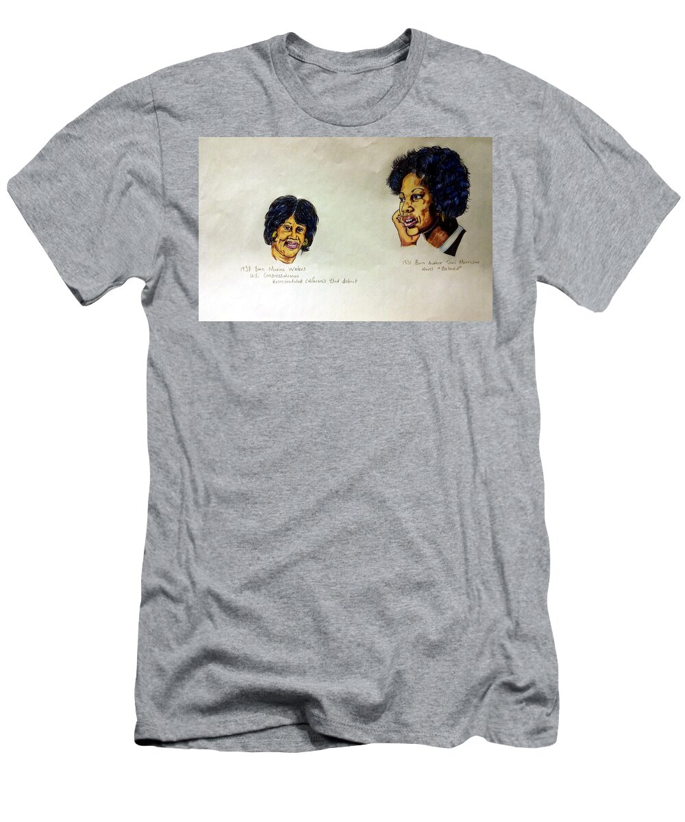 Joedee T-Shirt featuring the drawing Maxine Waters and Toni Morrison by Joedee