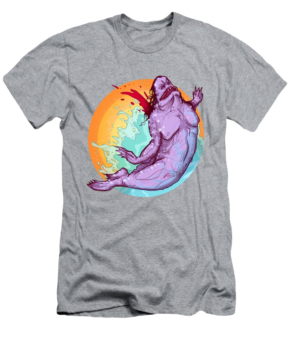 Horror T-Shirt featuring the drawing MerMan by Ludwig Van Bacon