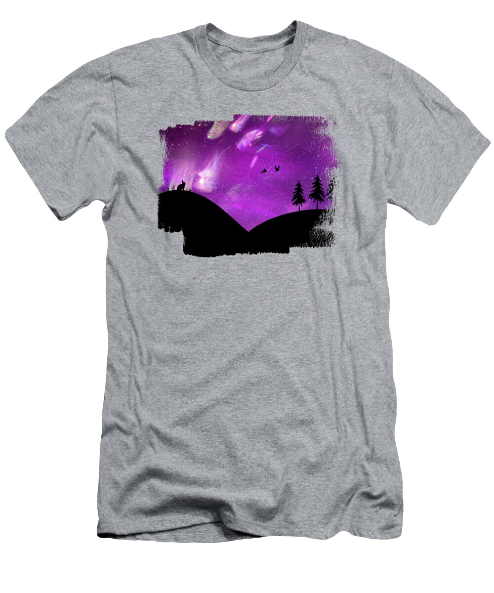 Meteor Shower T-Shirt featuring the digital art Meteor Shower by Elisabeth Lucas