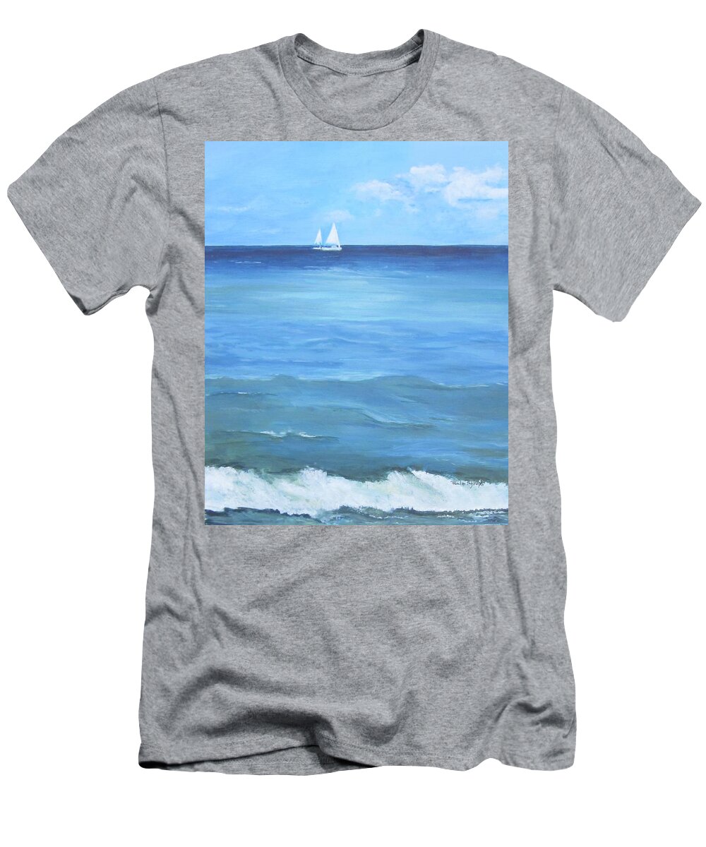 Ocean T-Shirt featuring the painting Miami Sail by Paula Pagliughi