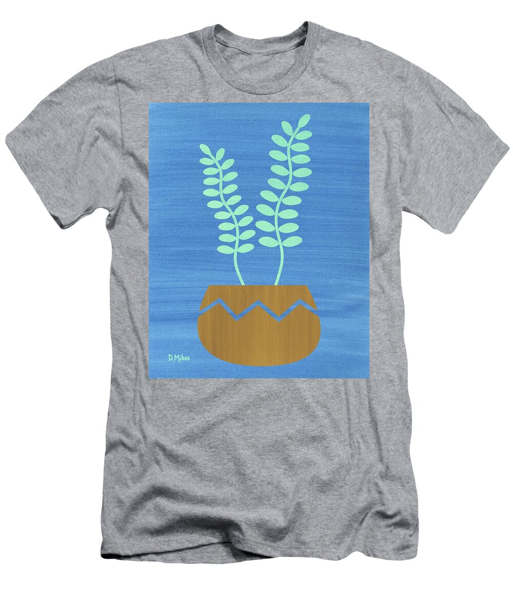 Mid Century Modern T-Shirt featuring the mixed media Mid Century Modern Succulent 1 by Donna Mibus