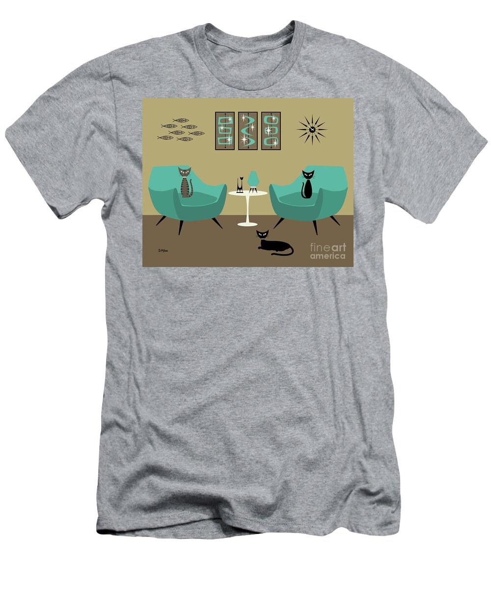 Henry Glass Chair T-Shirt featuring the digital art Mid Century Teal Chairs by Donna Mibus