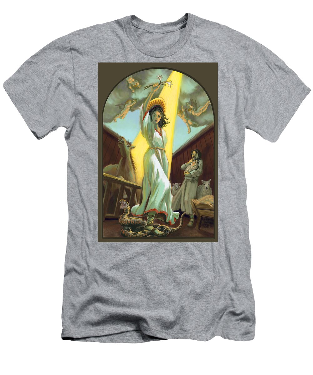 Nativity T-Shirt featuring the digital art Mighty Mother Mary by Don Morgan
