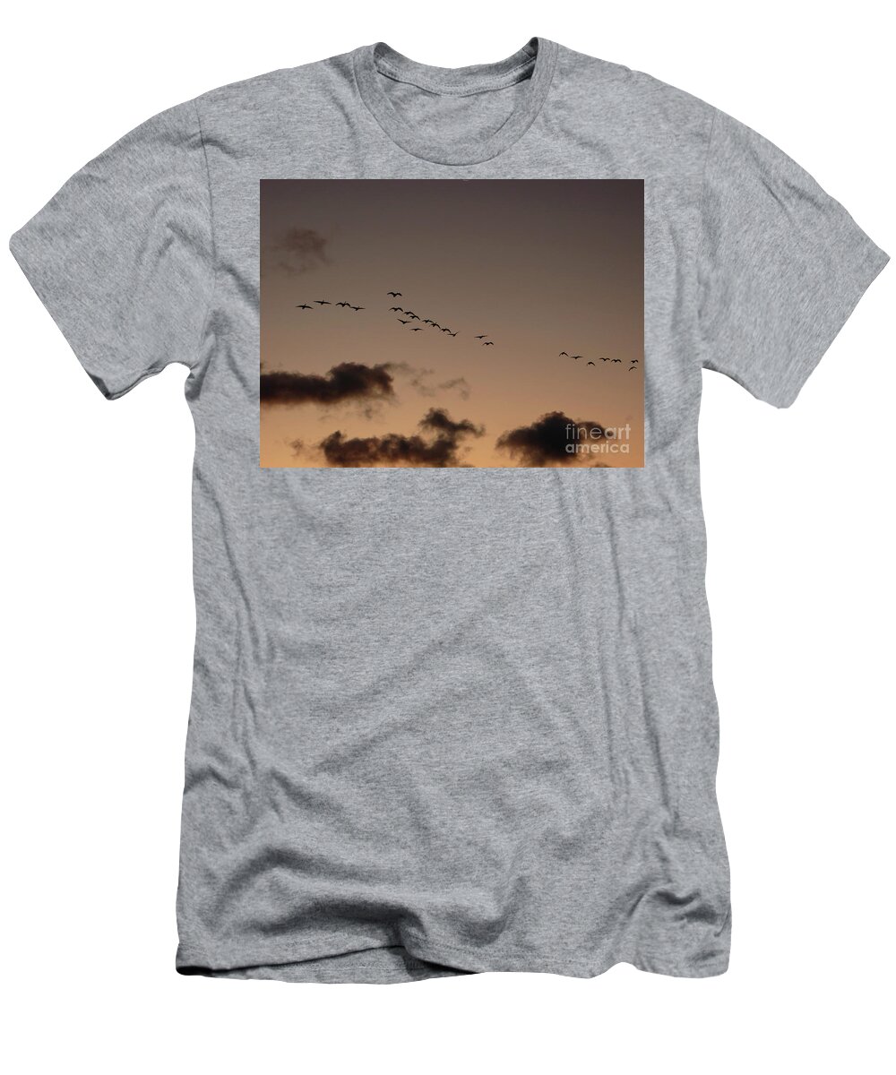 Geese T-Shirt featuring the photograph Migration Begins by AnnMarie Parson-McNamara