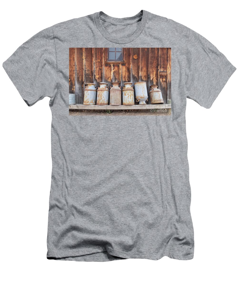 Littleton Museum T-Shirt featuring the photograph Milk Cans by Jim West