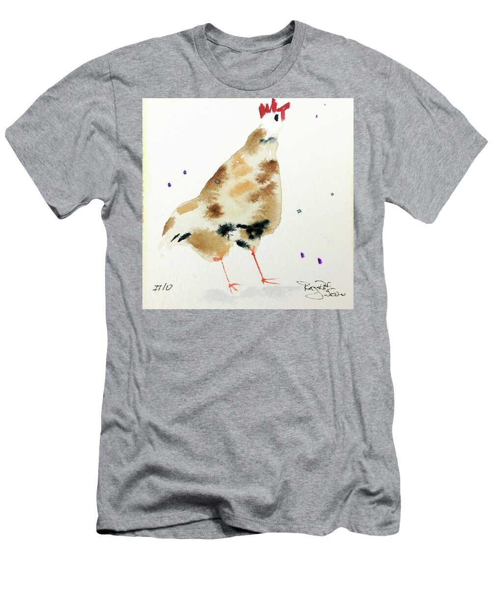 Whimsical T-Shirt featuring the painting Mini Rooster 10 by Roxy Rich