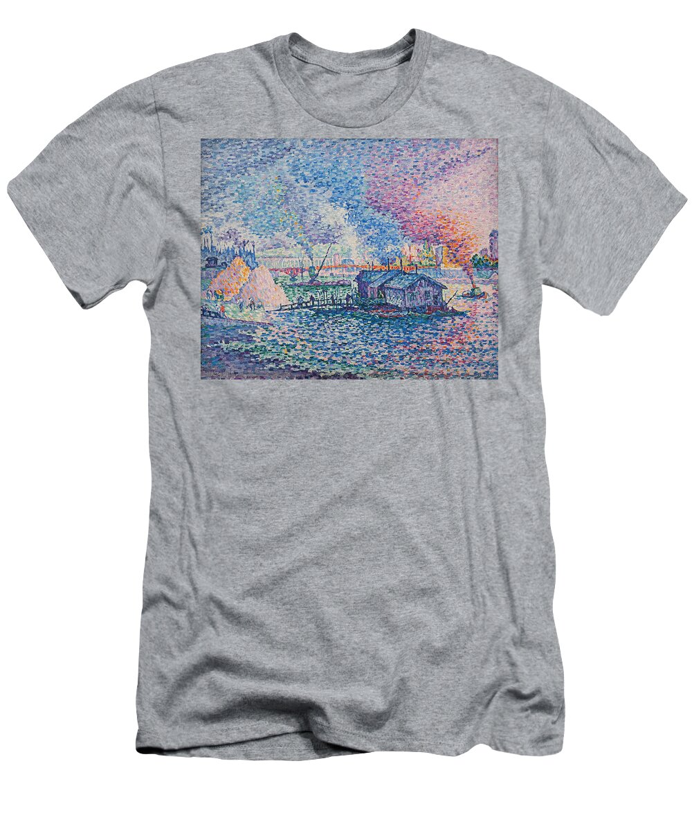 Mirabeau T-Shirt featuring the painting Mirabeau Bridge by Paul Signac by Mango Art