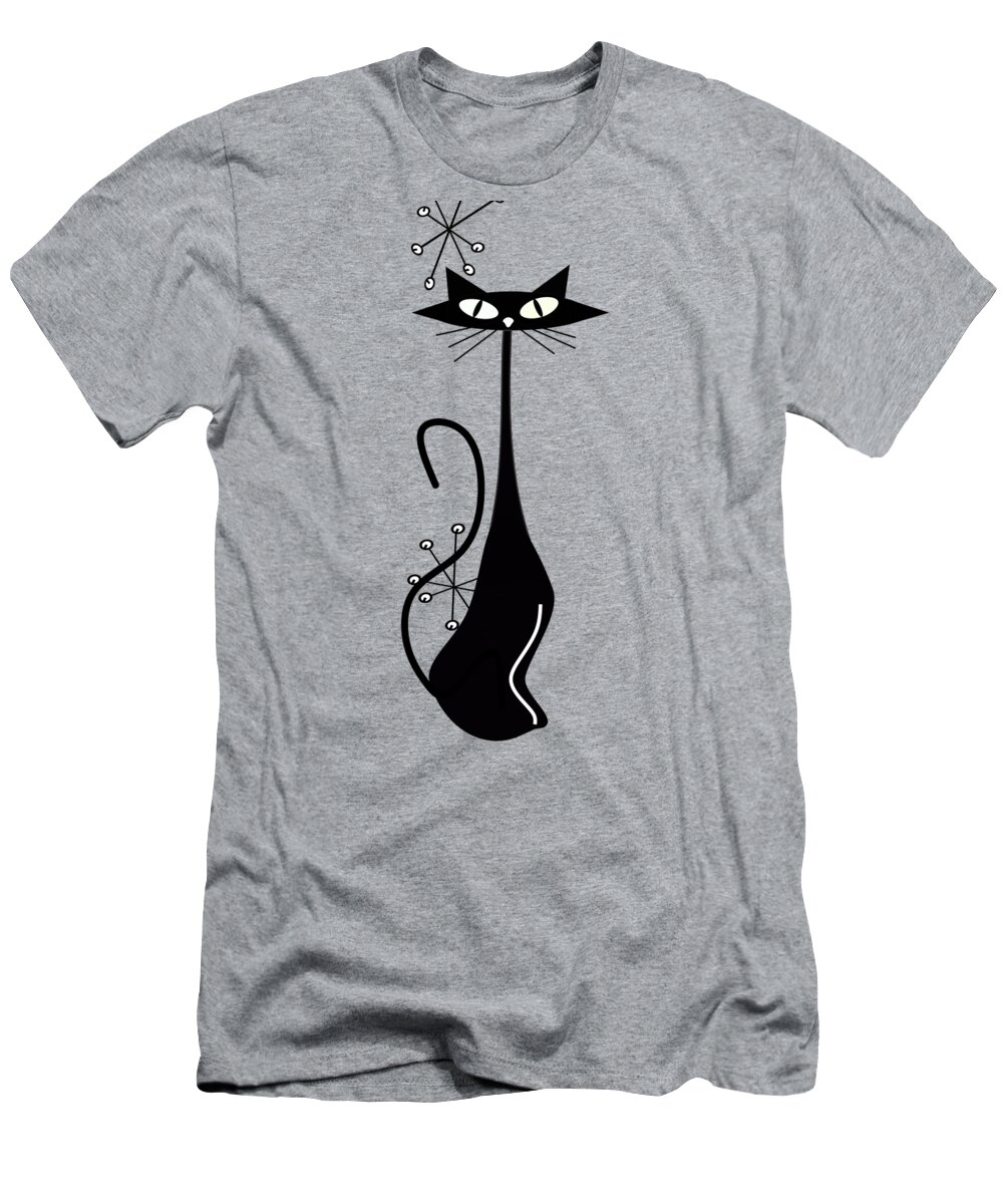 Mid Century Cat T-Shirt featuring the digital art Mod Cat II by Greg and Linda Halom