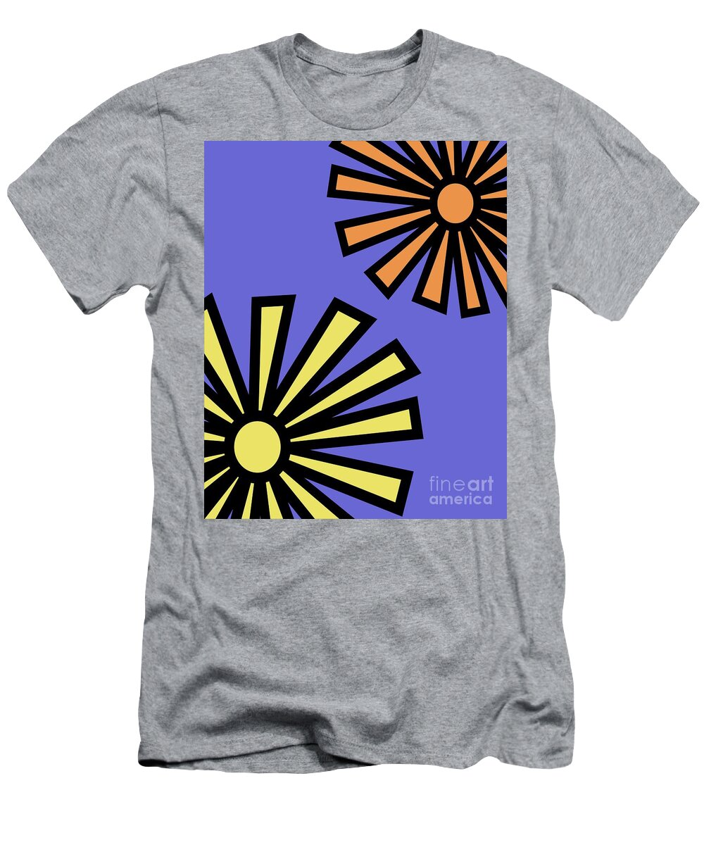 Mod T-Shirt featuring the digital art Mod Flowers 4 on Twilight by Donna Mibus