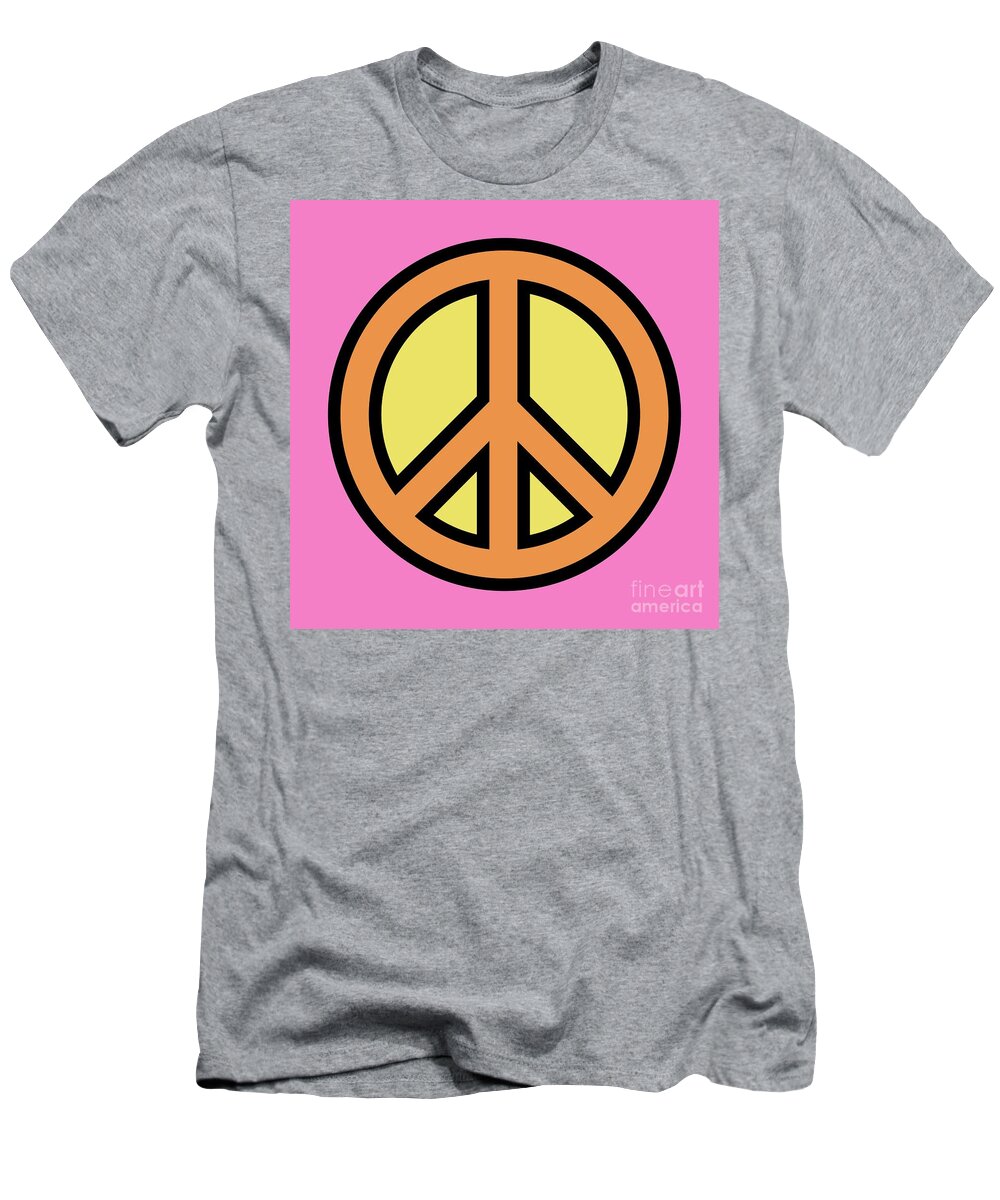 Mod T-Shirt featuring the digital art Mod Peace Symbol on Pink by Donna Mibus