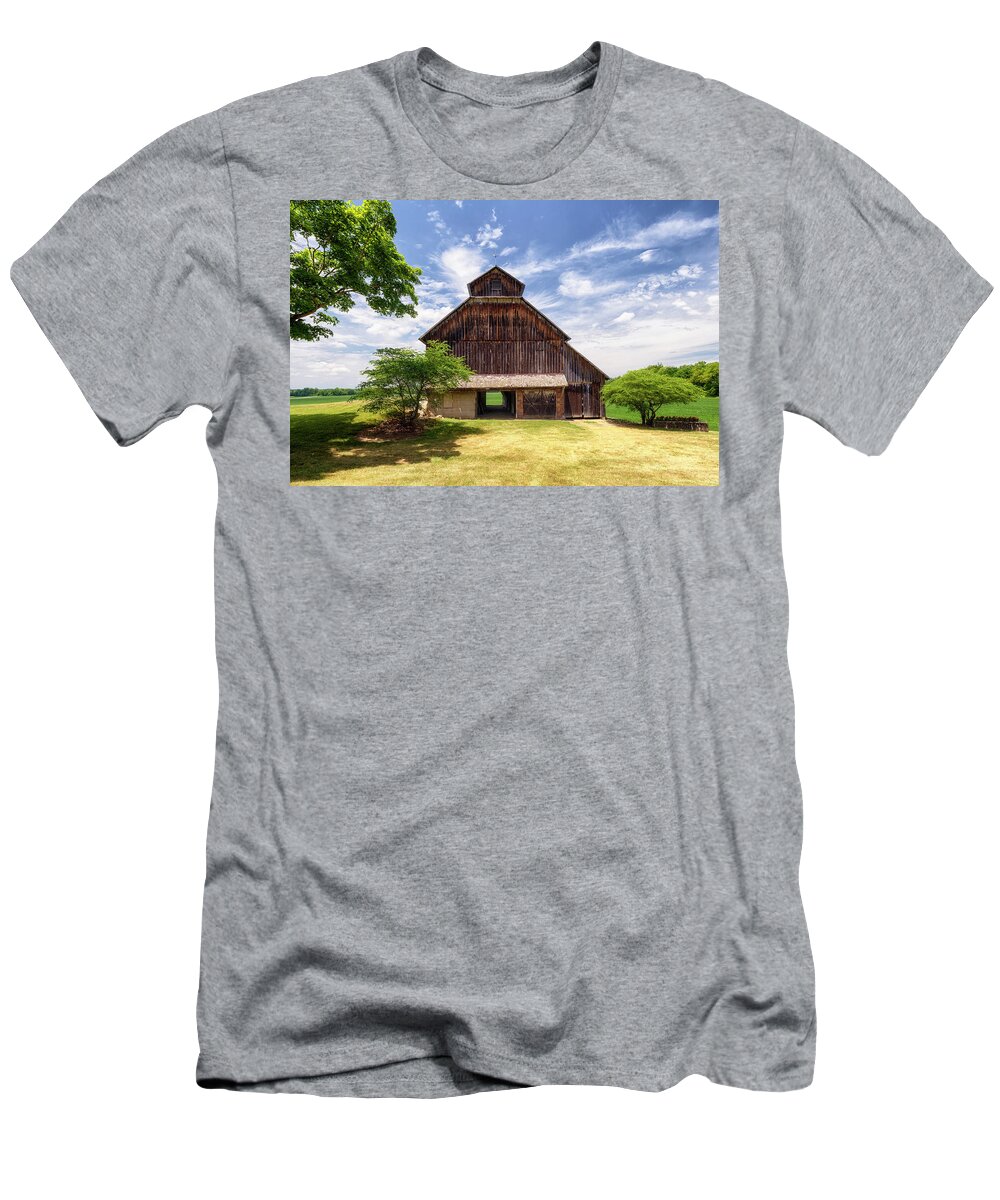 Barn T-Shirt featuring the photograph Monitor Barn - Parke County, Indiana by Susan Rissi Tregoning