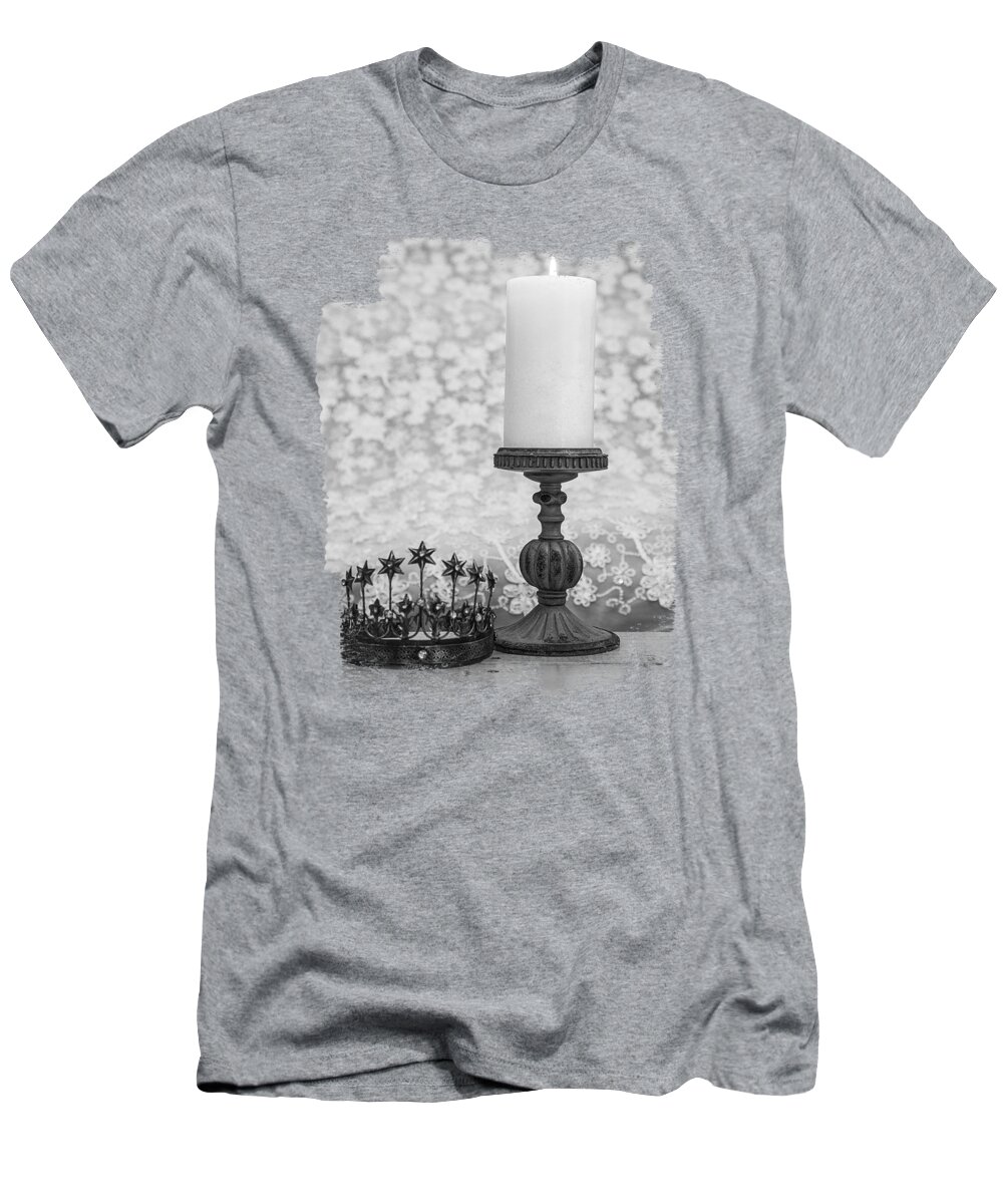 Candle T-Shirt featuring the photograph Morning for a Princess BW by Elisabeth Lucas