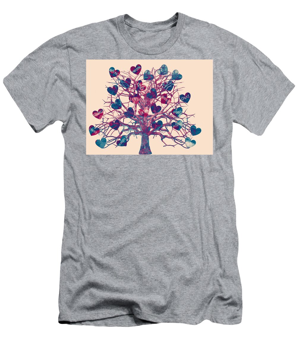 Motivational T-Shirt featuring the digital art Motivational Tree Of Hope With Soft Pink Background by Michelle Liebenberg
